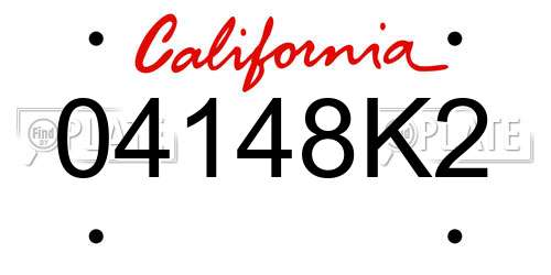04148K2 California License Plate