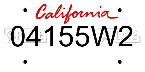 04155W2 California License Plate