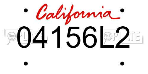 04156L2 California License Plate