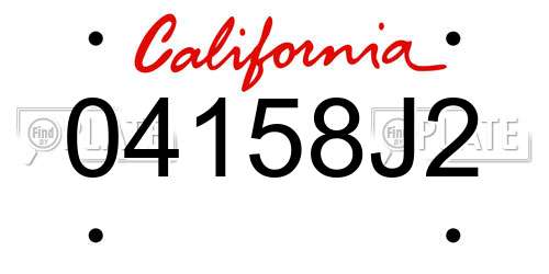 04158J2 California License Plate