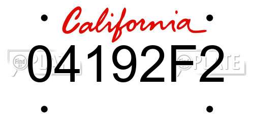 04192F2 California License Plate