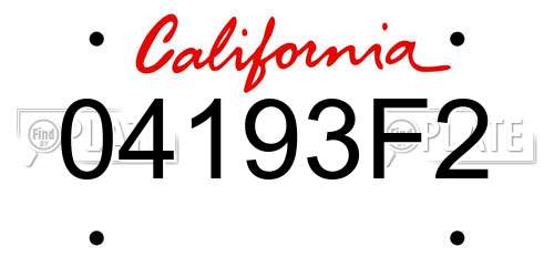 04193F2 California License Plate