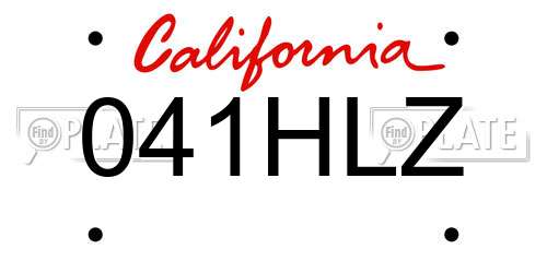 041HLZ California License Plate