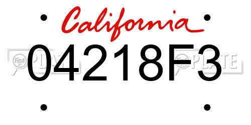04218F3 California License Plate