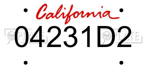 04231D2 California License Plate
