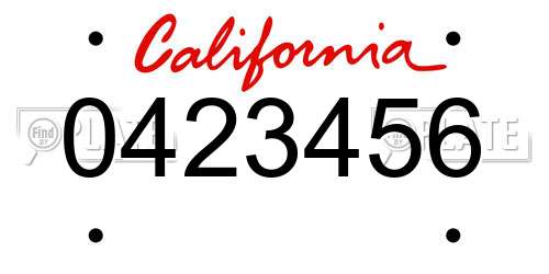 0423456 California License Plate