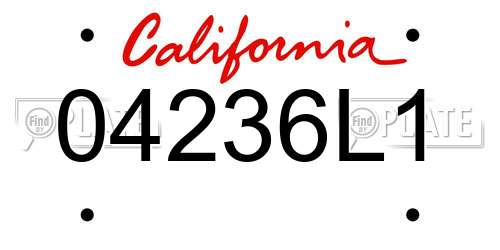 04236L1 California License Plate