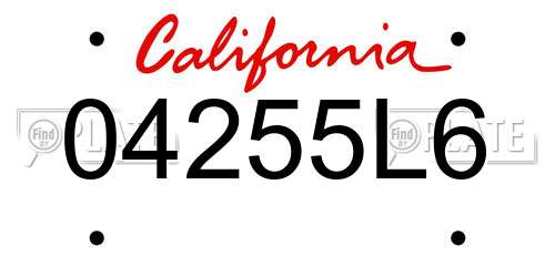 04255L6 California License Plate