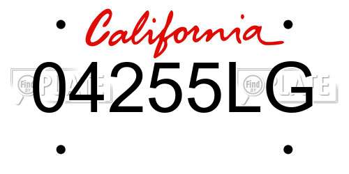 04255LG California License Plate