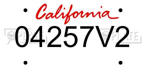 04257V2 California License Plate