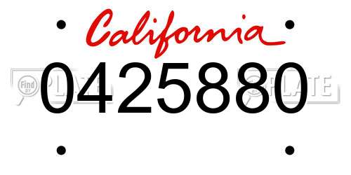 0425880 California License Plate