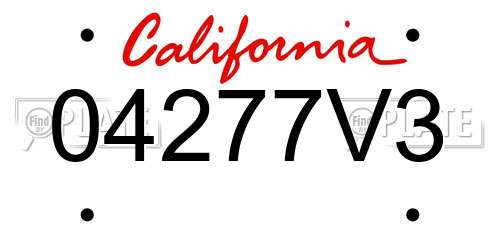 04277V3 California License Plate