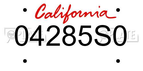 04285S0 California License Plate