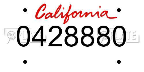 0428880 California License Plate