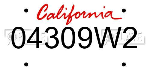04309W2 California License Plate