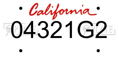04321G2 California License Plate