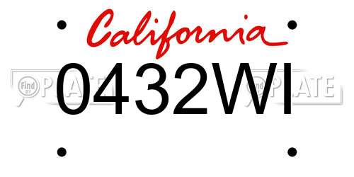0432WI California License Plate
