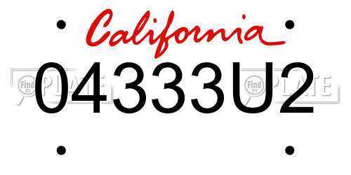 04333U2 California License Plate