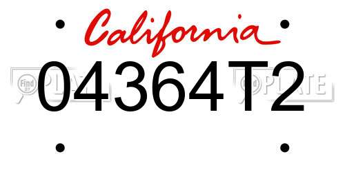04364T2 California License Plate