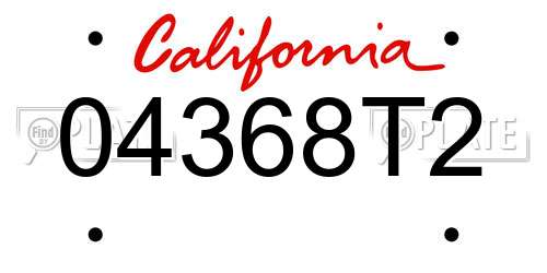04368T2 California License Plate