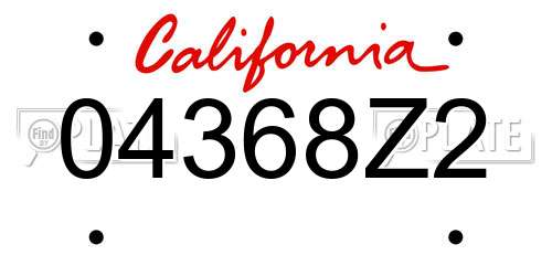 04368Z2 California License Plate