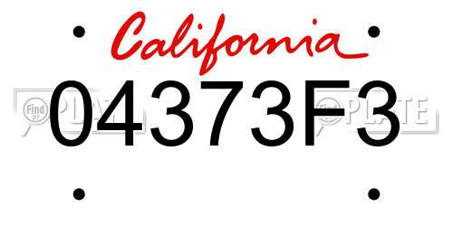 04373F3 California License Plate