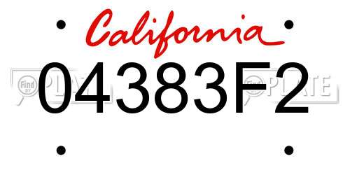 04383F2 California License Plate