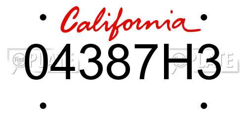 04387H3 California License Plate