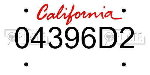04396D2 California License Plate