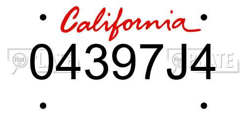 04397J4 California License Plate