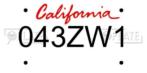 043ZW1 California License Plate