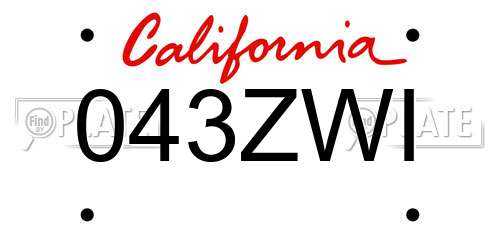 043ZWI California License Plate