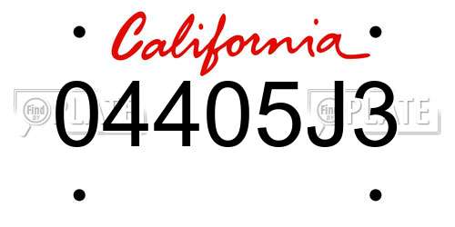 04405J3 California License Plate