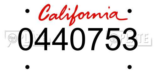 0440753 California License Plate