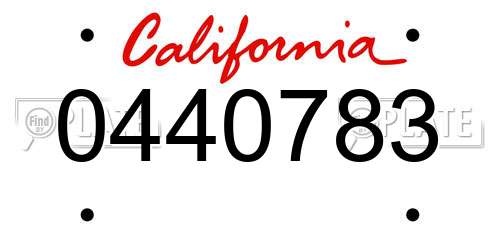 0440783 California License Plate