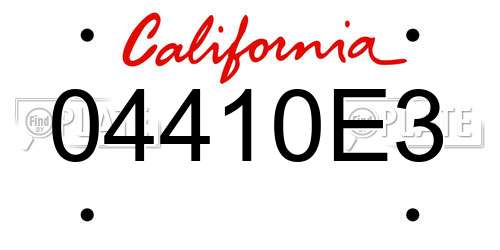 04410E3 California License Plate