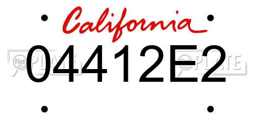04412E2 California License Plate