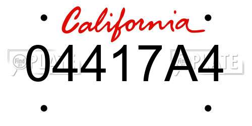 04417A4 California License Plate