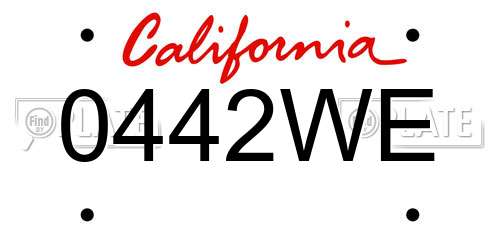 0442WE California License Plate