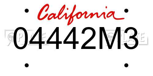 04442M3 California License Plate