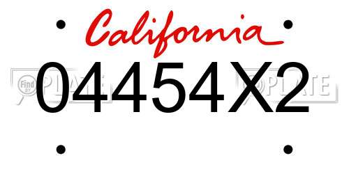 04454X2 California License Plate