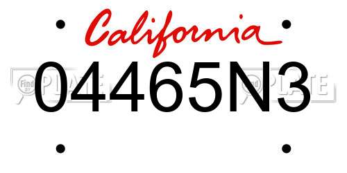 04465N3 California License Plate