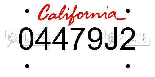 04479J2 California License Plate