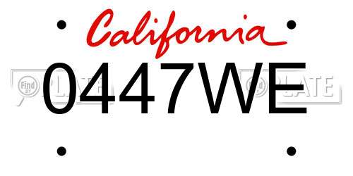 0447WE California License Plate