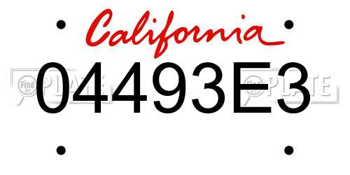 04493E3 California License Plate