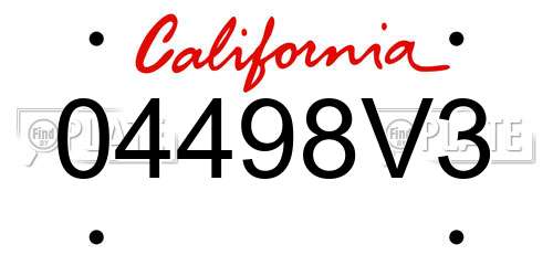 04498V3 California License Plate