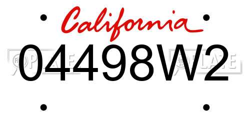 04498W2 California License Plate
