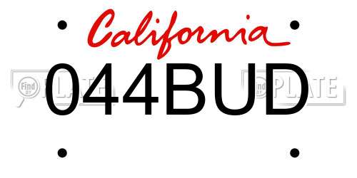044BUD California License Plate