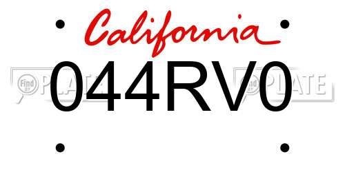 044RV0 California License Plate