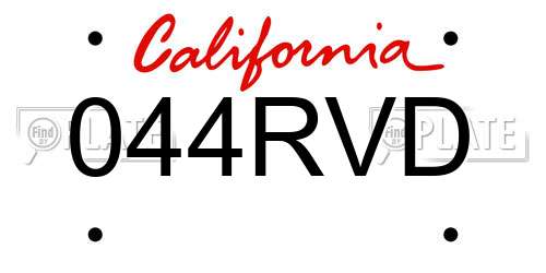 044RVD California License Plate